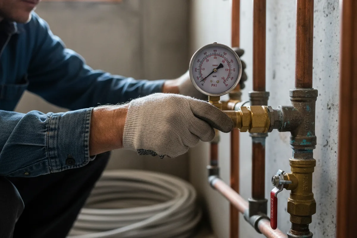 Pressure testing a repaired line during Water Line Repair in Westport Point